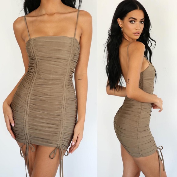 drawstring bodycon dress